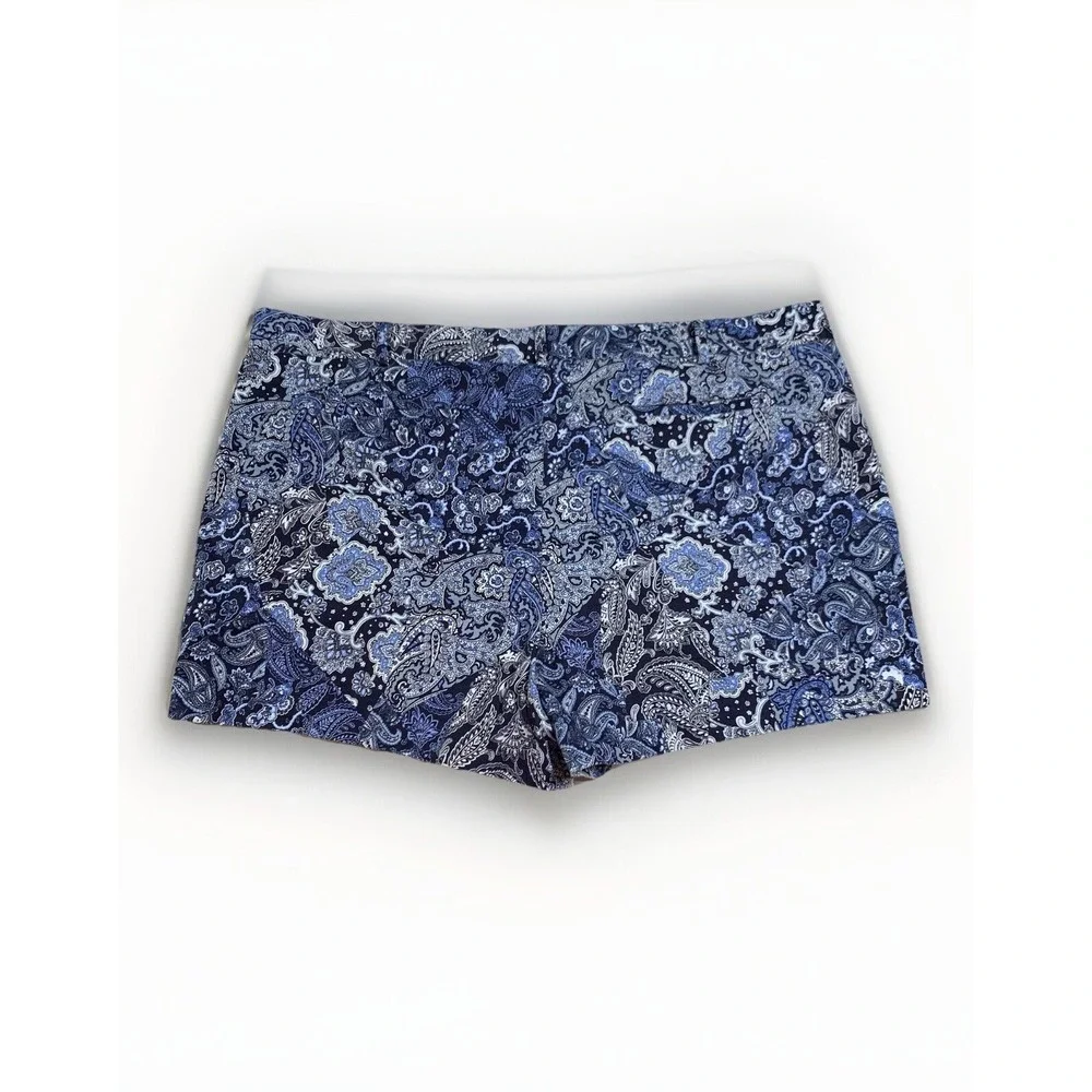 Michael Kors Blue White Paisley Shorts Women's 24W‎ Dress Casual Stretch Pockets